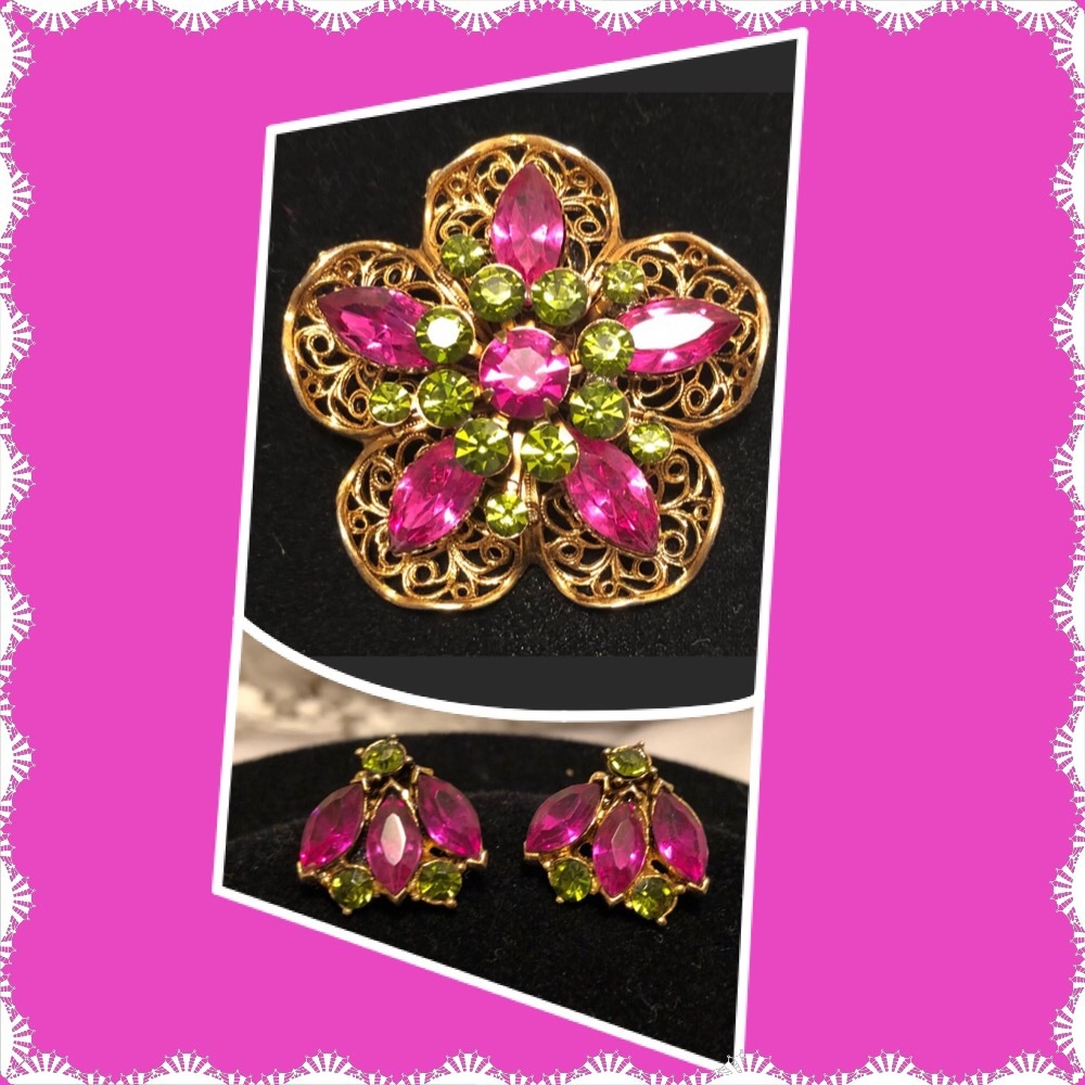Vintage Brooch and Clip On Earrings FIRM